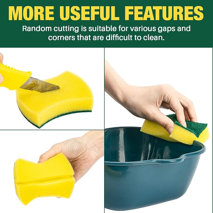 MAQIHAN 18PCS Heavy Duty Scrub Sponge - Dish Scrubber Sponge Non Scratch Double Sided Reusable Cleaning Scouring for Kitchen Dishes, Pots, Pans, Sink Bulk Household Cleaning.