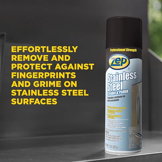 Zep Stainless Steel Cleaner & Polish - 16 oz (Pack of 1) - 1048844 - Removes fingerprints, smudges, dirt and dust