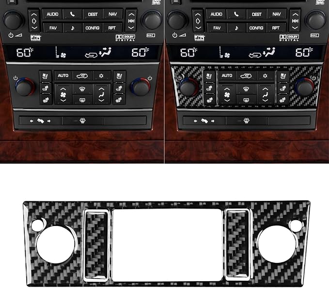 Fit for Cadillac Escalade ESV 2007-2014 / EXT Hybrid 2009-2013 | Real Carbon Fiber | Accessories | Trim A/C A C Control Panel | Stickers | Anti-scratch | Self-adhesive