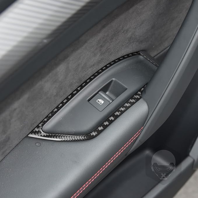 Real Carbon Fiber Trim for Audi 80A Q5 Accessories | for SQ5 2018-2025 Dash Door Sides Window Lift Switch Button Panel Frame Cover Sticker Interior Thick Overlay Decal