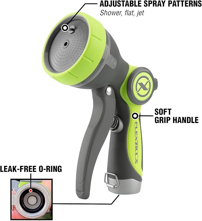 Flexzilla Garden Hose Nozzle - Heavy Duty Pistol Grip, NFZG61, ZillaGreen™ (Pack of 3)