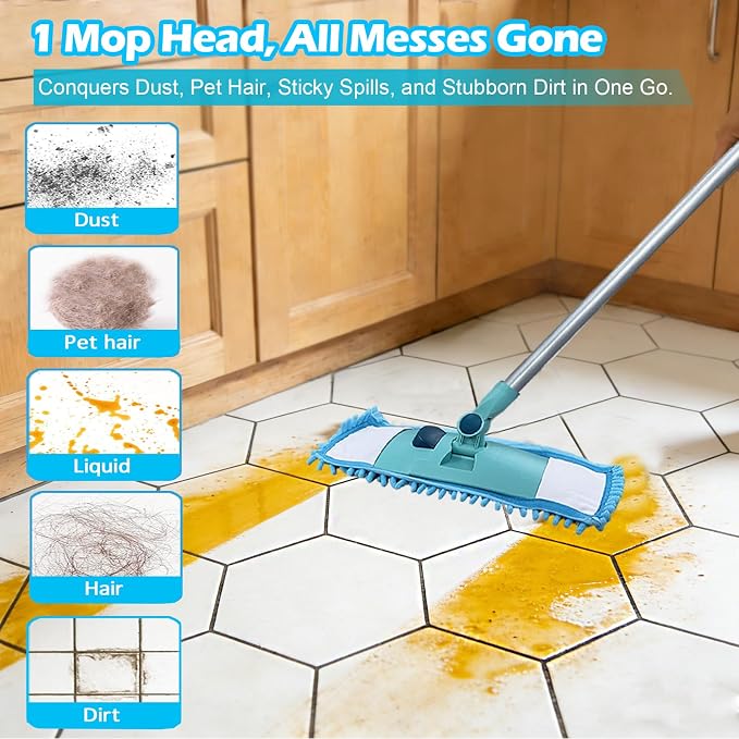 4PCS 16'' Microfiber Dust Mop Pads Compatible with Leifheit 55210 | Reusable Mop Refills,Replacent Wet Mopping Pad & Washable Dry Sweeping Cloths for Hardwood Floor/Tile/Marble Cleaning