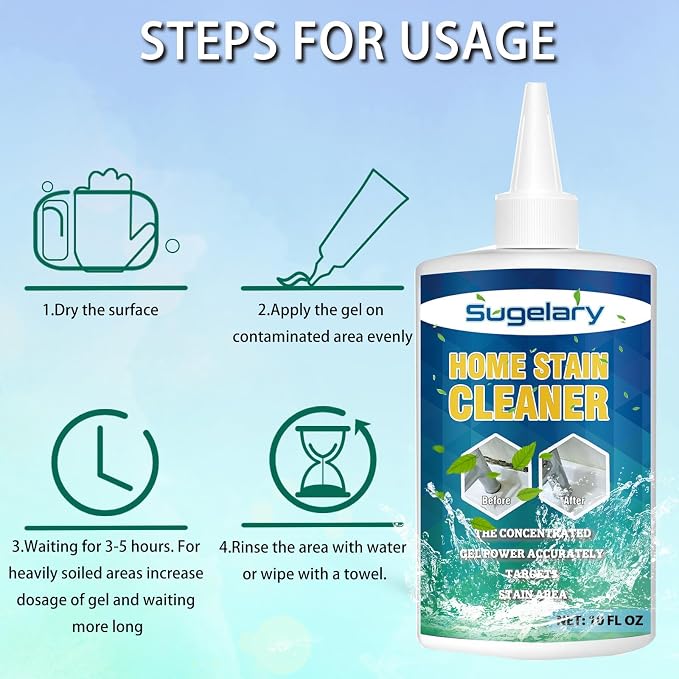 Sugelary Mold Stain Cleaner Gel, 10 fl oz Multi Home Stain Cleaning Gel for Washing Machine Seals, Fridge Gaskets, Tile Grout, Sink and Bathroom Use