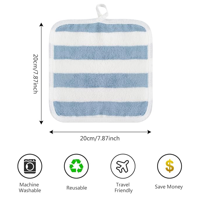 SINLAND Microfiber Facial Cloths Fast Drying Washcloth 8inch x 8inch Absorbent Face Wash Cloth Soft Makeup Remover Cloths