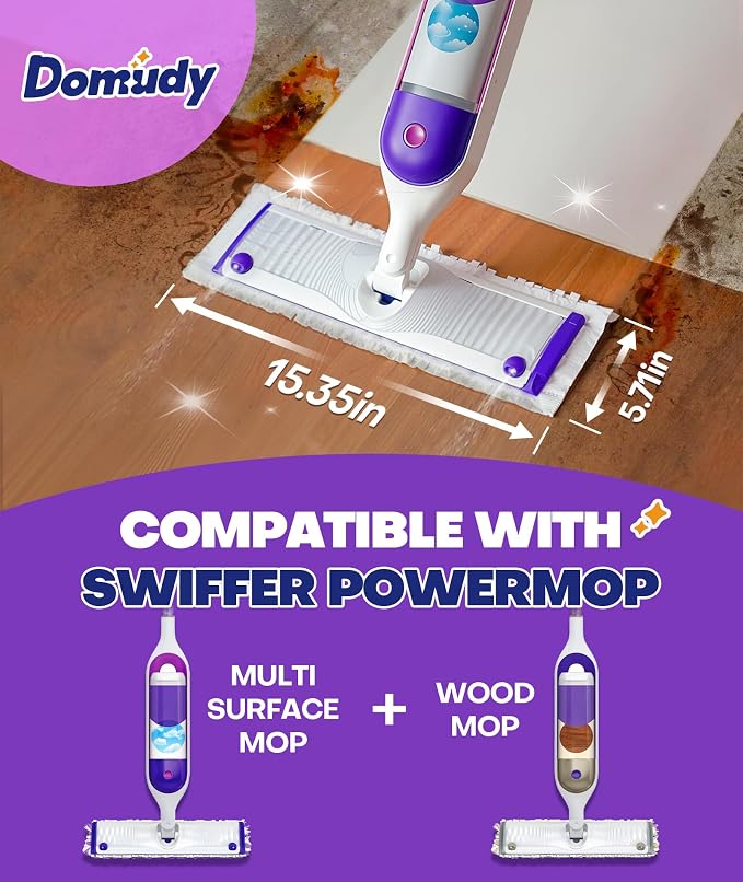 5X Cleaning Power Mop Refills for Swiffer Power Mop, 500+ Strips Multi-Surface PowerMop Refill Pads, 52 Count Disposable Powermop Wood Mops, Replacement Mopping Pad for Floor Cleaning