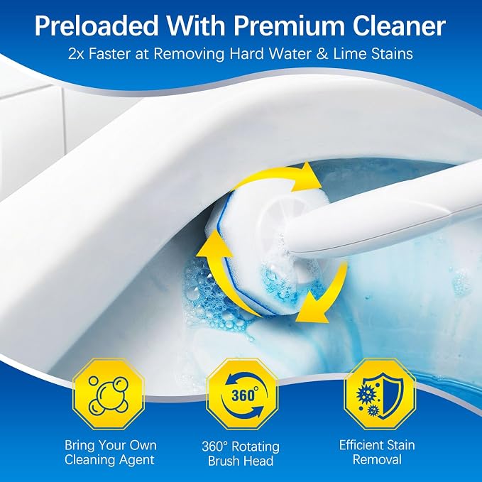 64 Count Disposable toilet brush head for Clorox Toilet Wand, Disposable Toilet Brush Heads, 5X Cleaning Power, Tear-Resistant, Fresh Scent