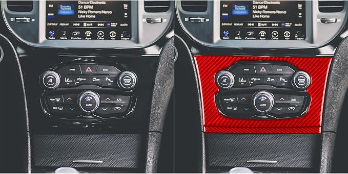 Climate Control Panel Stickers Fit for Chrysler 300 2011-2023 | Red Real Carbon Fiber|Central Console Trim Decals Base Touring Limited|Thick Overlay|Anti-scratch|Self-adhesive