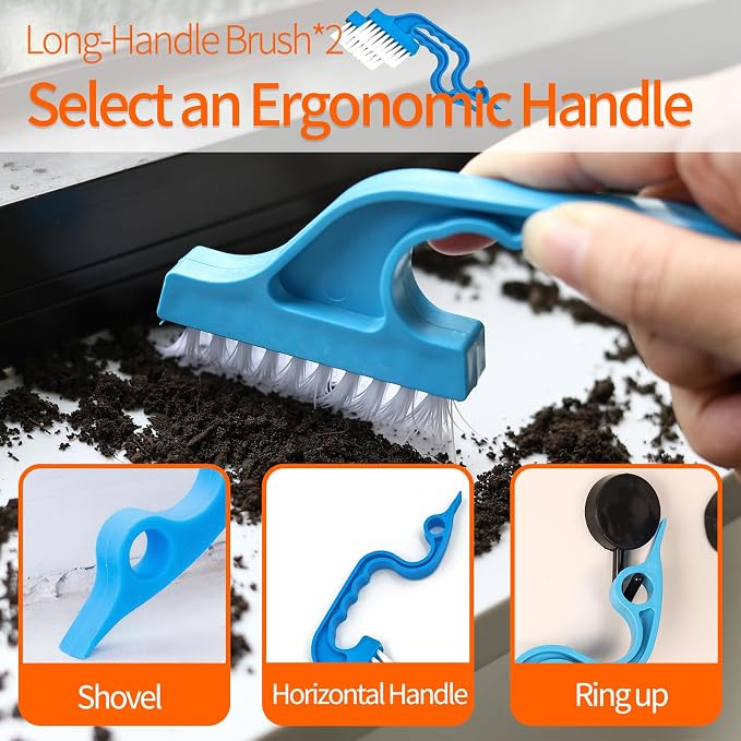 11PCS Window Track Cleaning Tool - Deep Clean Groove Gap Cleaning Brush Kit | for Window/Door Tracks, Sill, Tile, Kitchen, Bathroom