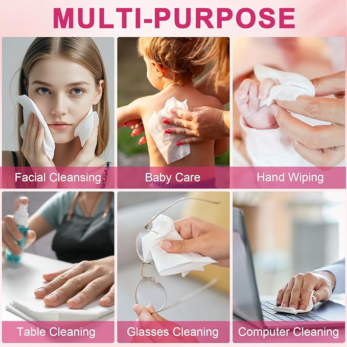 FACEMADE 50 Count (Soft Pack) Disposable Travel Towels, Ultra Thick Face Towels Disposable, Clean Facial Towels for Makeup Remover, Skincare, USDA Certified 100% Biobased