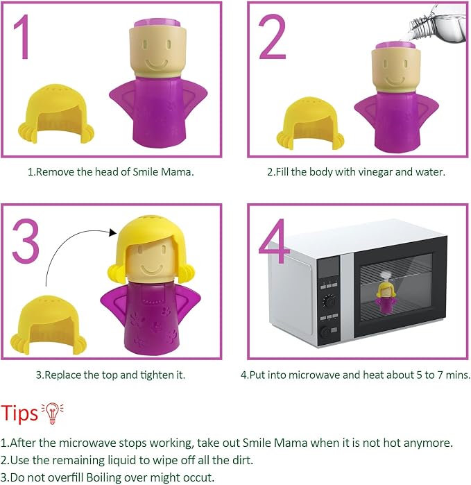 Microwave Cleaner Microwave Oven Cleaner High Temperature Steam Cleaning Equipment Tool Fridge Deodorized Easily Crud Steam Cleans Add Vinegar and Water Angry Mama (Purple)