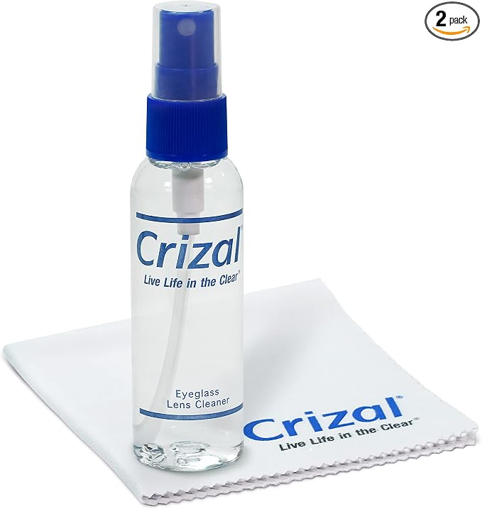 Crizal® Premium Eyeglass Cleaner Kit | Lens Cleaning Solution & Microfiber Cloth | Designed & Tested by Crizal® | Safe for Advanced AR-Coated & Premium Lenses | 2 oz