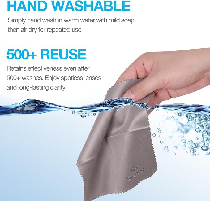 SmoTecQ 32 Pack Microfiber Cleaning Cloths for Glasses (Individually Wrapped) - Premium Optical Lens Cleaner for Screens, iPhone, iPad, Camera & Eyeglasses - Washable & Lint Free (Black & Grey)