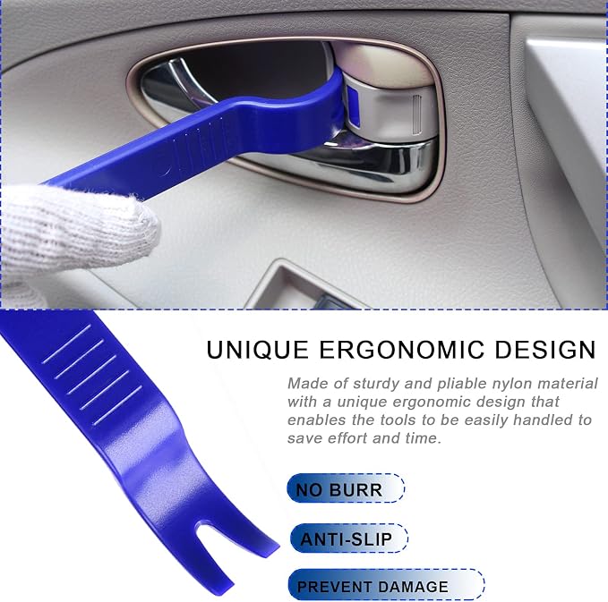 Auto Trim Removal Tools Kit, Wetado 15Pcs Car Panel Removal Tool Interior Trim Kit Fastener Rivet Remover Plastic Pry Tool Set - Metal Removal of Car Molding, Dashboards, Wheel Hubs