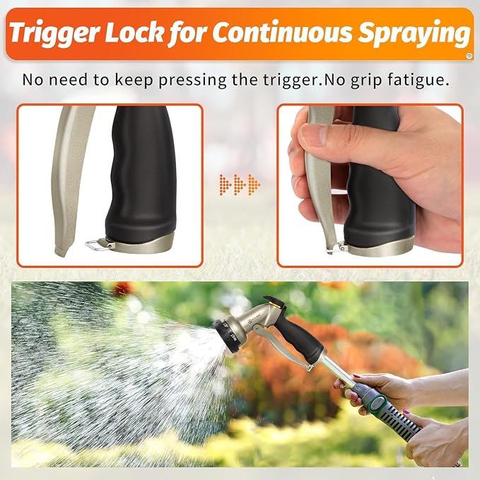 AUTOMAN Garden Hose Nozzle-7 Patterns Sprayer-2 Pack, Metal High Pressure Spray Nozzle, Heavy Duty Labor-Saving Design Water Hose Nozzle for Garden Watering, Car Washing, Window Cleaning, Pets Bathing