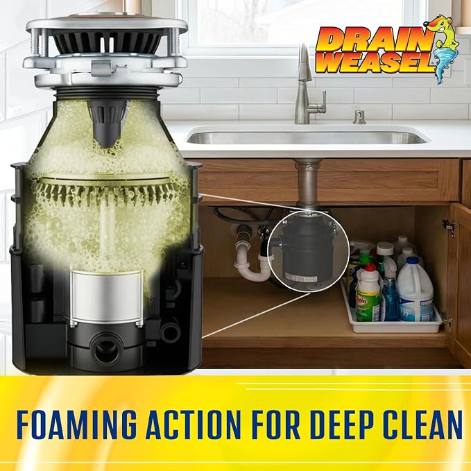 Drain Weasel Garbage Disposal Pods Cleaner and Deodorizer, Pack of 5 | Sink Odor Eliminator with Foaming Action, Septic-Safe Enzyme Formula, Fresh Lemon Scent