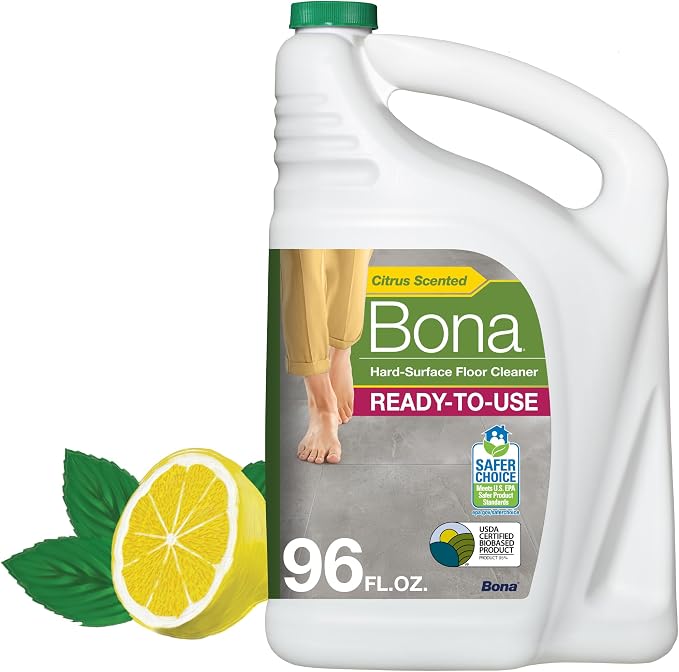 Bona Multi-Surface Floor Cleaner Refill - 96 fl oz - Lemon Mint | Residue-Free Floor Cleaning Solution refill for Spray Mop and Spray Bottles - Use on Stone, Tile, Laminate, and Vinyl Floors
