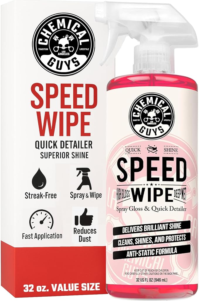Chemical Guys, Speed Wipe Quick Detailer Spray, High Gloss, Cherry, 32 oz | Spray-and-wipe detailer adds instant streak-free gloss on paint, glass, wheels and trim between washes, cherry