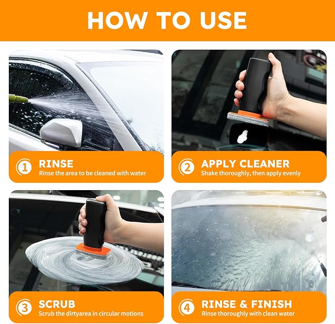 Glass Oil Film Remover for Car Windshield, Handheld Roll-On Glass Emulsion Cleaner with cleaning board, Removes Stubborn Oil Film & Grime for Improved Windshield Clarity for Safe Driving(3.5oz) (1PCS)