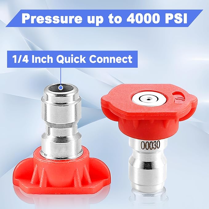 Tool Daily Pressure Washer Nozzle Tips, Multiple Degrees, 3.0 GPM, 7 Pack | 1/4" Quick Connect Power Washer Nozzle Tips Set for Car Washing, 4000 PSI