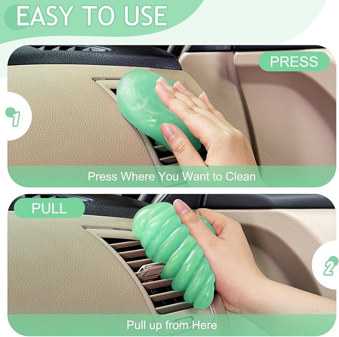 TeSabMi Car Cleaning Gel Car Cleaning Putty Car Putty Car Interior Cleaner Car Slime Car Detailing Kit Car Accessories Gifts for Men Women Stocking Stuffers Green