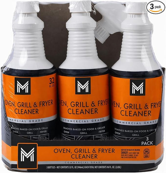 Oven, Grill & Fryer Cleaner with Stainer Value Pack (32 oz, Pack of 3) – Heavy-Duty Commercial-Grade Formula (packaging may vary)