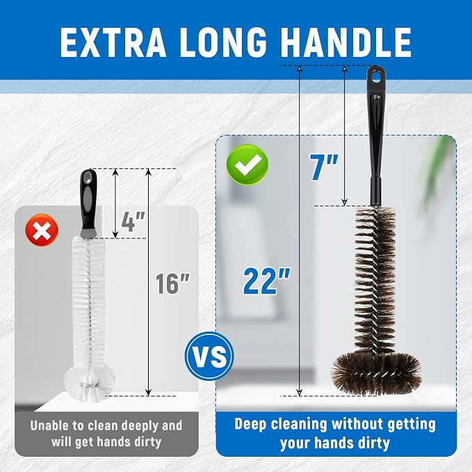 Garbage Disposal Cleaner Brush, Extra Long Handle for Deep Cleaning, 3D Nylon Brush Head Eliminates Residue and Odor, Universal Fit for All Disposal Units, Keep Your Kitchen Fresh and Hygienic 15inch