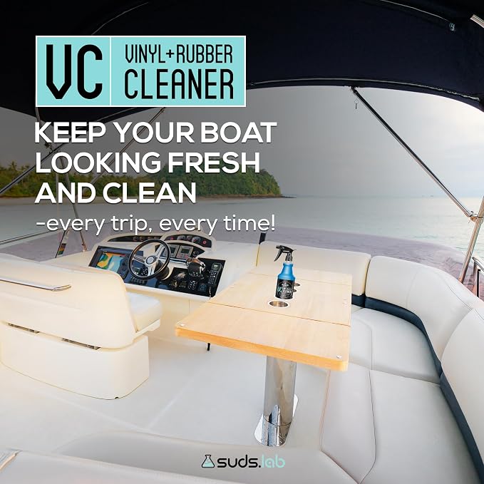 Suds Lab Marine VC Vinyl & Rubber Cleaner for Boats, Plastic, Leather, Rubber, Removes Grime & Stains, 32 oz.