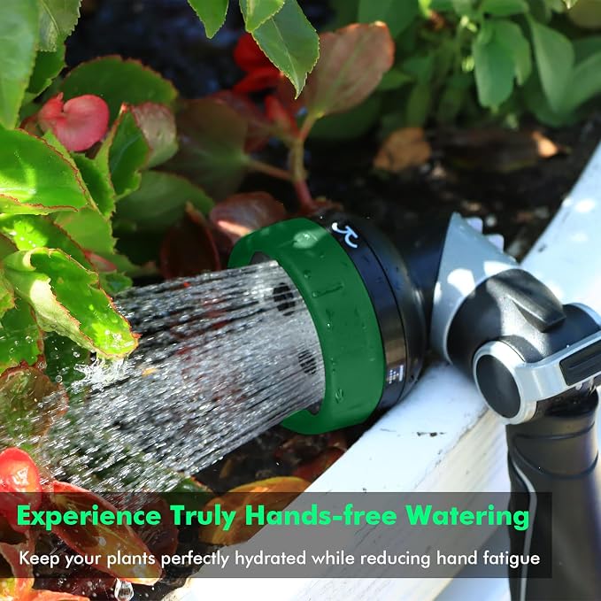 RESTMO Heavy Duty Garden Hose Nozzle, Multi-Angle Hose Spray Nozzle | 4 Adjustable Spray Patterns, Garden Hose Sprayer with Twist Switch, Thumb Flow Control, Ideal for Outdoor Lawn & Yard, Green