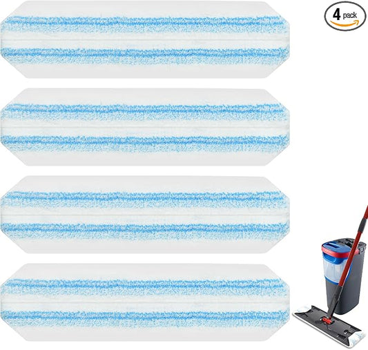 Mop Pads Replacements Compatible with O Cedar H2prO Flat Mop System Microfiber Mop Replacement Heads for O-Cedar/Vileda H2prO Flat Floor Mop, Washable & Reusable Pad Refills for Deep Cleaning, 4 Pack