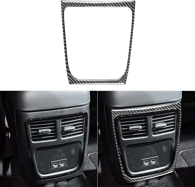 Real Carbon Fiber Trim for Dodge Charger Chrysler 300 Accessories | for Charger 2011+ Chrysler 300 2011-2023 Rear Air Outlet Vent USB Frame Sticker Interior Thick Overlay Decal