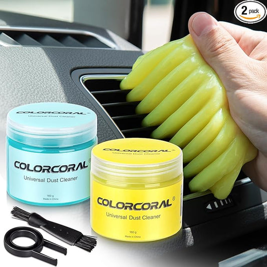 ColorCoral Keyboard Cleaning Gel Dust Cleaner Slime Car Clean Putty 2Pack | Car Cleaning Kit Dust Remover Universal Car Interior Keyboard Cleaning Kit Supplies Auto Detailing Tools Accessorie Men Women