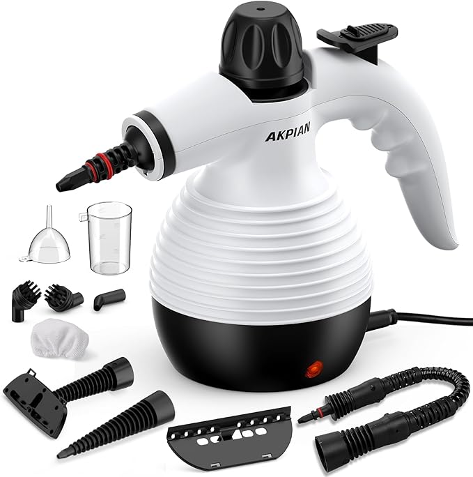 Handheld Steam Cleaner, 221°F Steamer with 10 Accessories | Heats in 3 Mins Safety Lock For Oven, Slate Tile,Upholstery Furniture, Windows Kitchen&Bathroom