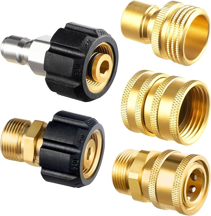 Twinkle Star Pressure Washer Quick Disconnect Kit, 9 Sets | Pressure Washer Adapter Set, M22 14mm to 3/8" Quick Connect, 3/4" to Quick Release, Swivel Fittings