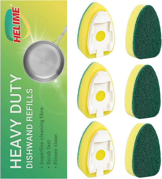 Dishwand Refills Sponges Heads, Non-Scratch Dish Wand Refill Replacement | Fits Dispenser Handle, Heavy Duty Scrub Brush Soap Dispensing Scrubbers,Dishwashing Supplies Kitchen Sink Dishwasher Cleaning