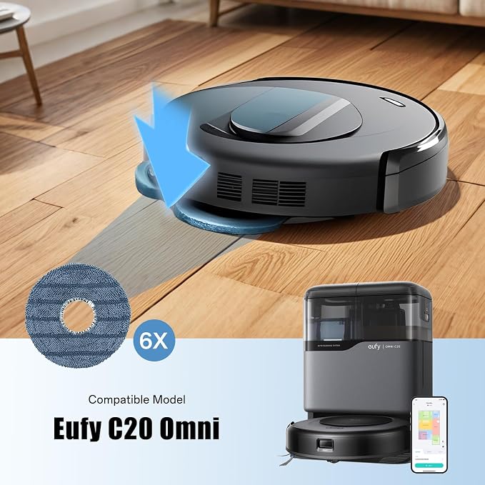 12-Pack C20 Omni Accessories Mop Pads - Washable & Reusable Microfiber Cloths Compatible with eufy C20 Omni Robot Vacuum Cleaner