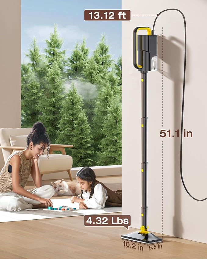 10-in-1 Steam Mop, Detachable Handheld Steam Cleaner for Multi-Surface | 350ml Tank,10s Heat-Up,248°F Steam Cleaner,2-Level Control,Swivel Head for Carpet,Floor,Tiles,BBQ grill,Car Accessories