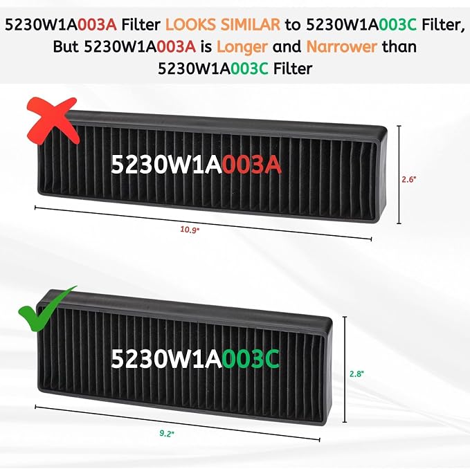 Nispira 5230W1A003C Charcoal Filter Replacement For GE Kenmore LG Microwave LMV1650ST LMV2031SB LMHM2237BD, 2 Packs