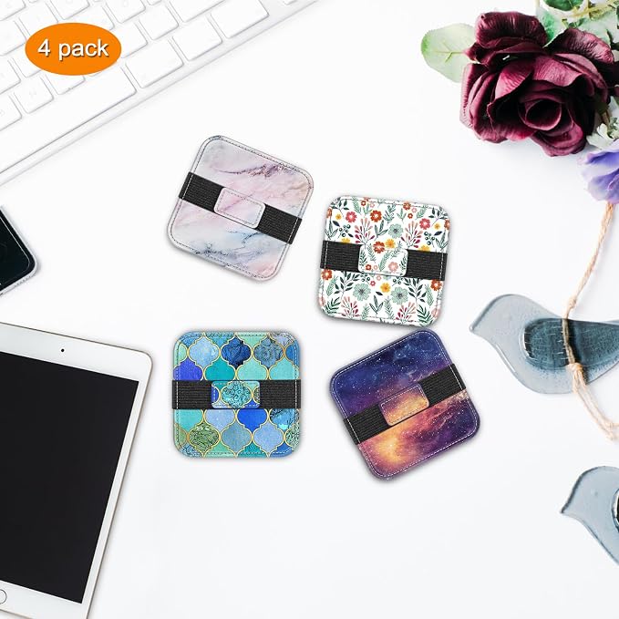 Fintie Screen Cleaning Pad, [4 Pack] Soft Cloth Car Phone Screen Cleaner | Microfiber Wipe Cleaning with Elastic Strap for iPad, iPhone, MacBook, Tablets, Laptop, Monitor (Galaxy)