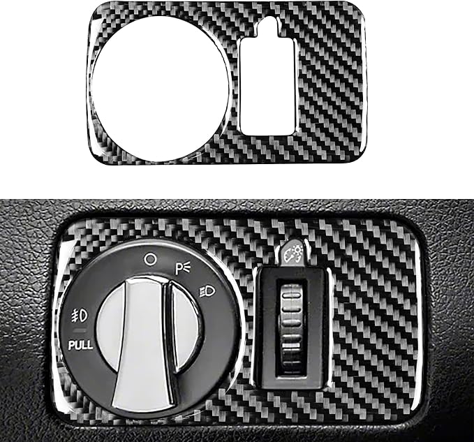 Real Carbon Fiber Trim for Ford Mustang GT Shelby Accessories | for 2005 2006 2007 2008 2009，Headlight Switch Button Cover，Thick Overlay Sticker Decal