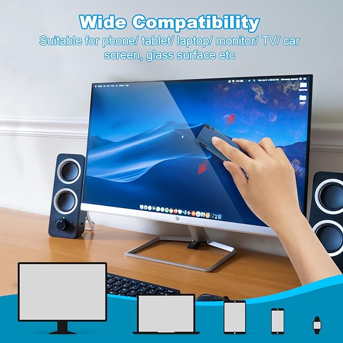 4 Pack Screen Cleaner 3-in-1 Touchscreen Mist Cleaner Spray and Microfiber Cloth Built-in Cleaning Solution Portable Reusable Fingerprint-Proof Spray Bottle for Phone Laptop iPad TV Monitor Car Screen