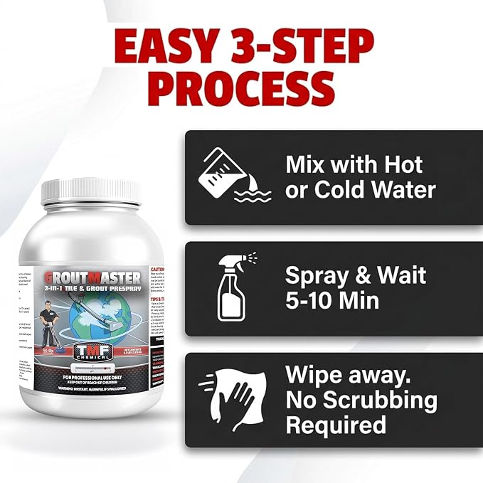 TRUCK MOUNT FORUMS GroutMaster Tile and Grout Cleaner Solution, 6.5 lbs | Fast-Dissolving Heavy Duty Grout Cleaner Solution, Removes Stains, Grease, and Tough Dirt for Residential & Commercial Use