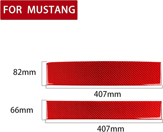 Red Real Carbon Fiber Trim for Ford Mustang Accessories | for GT Shelby 2005 2006 2007 2008 2009 Co-Pilot Dashboard Console Cover Strip Interior Thick Overlay Decal