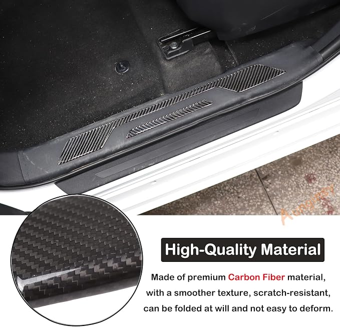 Car Door Sill Plate Protectors Fit Toyot@a Tundra/Sequoia 2022-2024 Car Carbon Fiber Door Entry Guard Sill Scuff Cover Sticker Step Protect Door Sill Scuff Plate Door Sill Cover Decor Trim Accessories