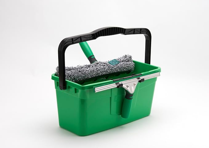 Unger Window Cleaning Kit 3-in-1: 14-in. Squeegee, Washer, Bucket | Complete glass cleaning system; WNK13; includes microfiber washer with T-bar handle & 3-gallon bucket