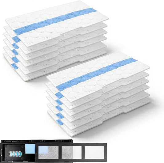 12 PCS Disposable Mop Replacement Pads for Shark VACMOP VM252 VM401 VM180 | Hard Floor Mop Pads Refills With 1 Upgraded Dirt Chamber and 1 Filter, for All Sealed Floors, 12+1+1 Pack