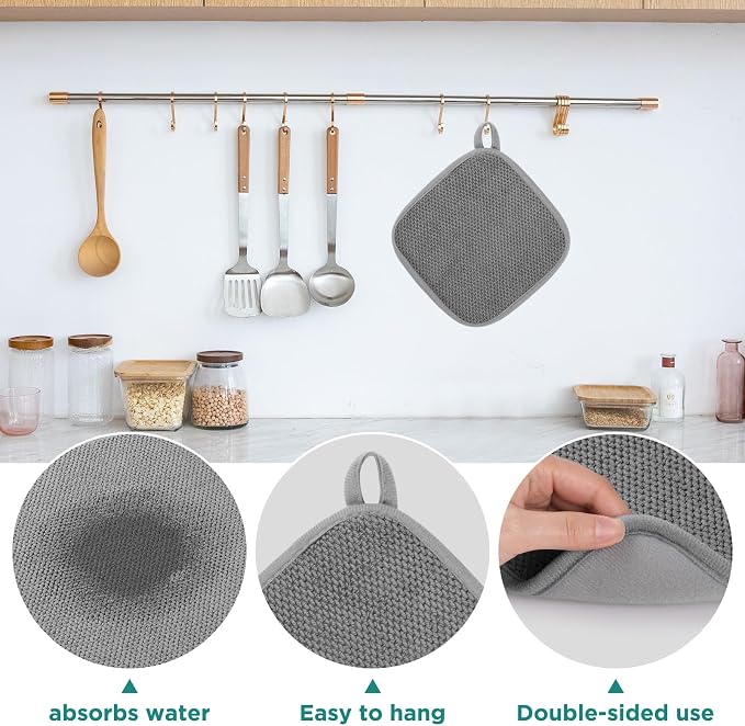 GeeRic Microfiber Dish Drying Mat, Super Absorbent Kitchen Dish Drying Pad, Reversible Gift Mats for Countertop, 7 * 7 inch Gray