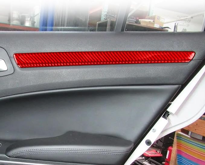 Car Trim Stickers Fit for Chrysler 300 2011-2023 Real Carbon Fiber | for 300C 300S Limited Touring Base 2011-2013|Door Panel Decorative Strips Decals|Thick Overlay|Anti-scratch|Red