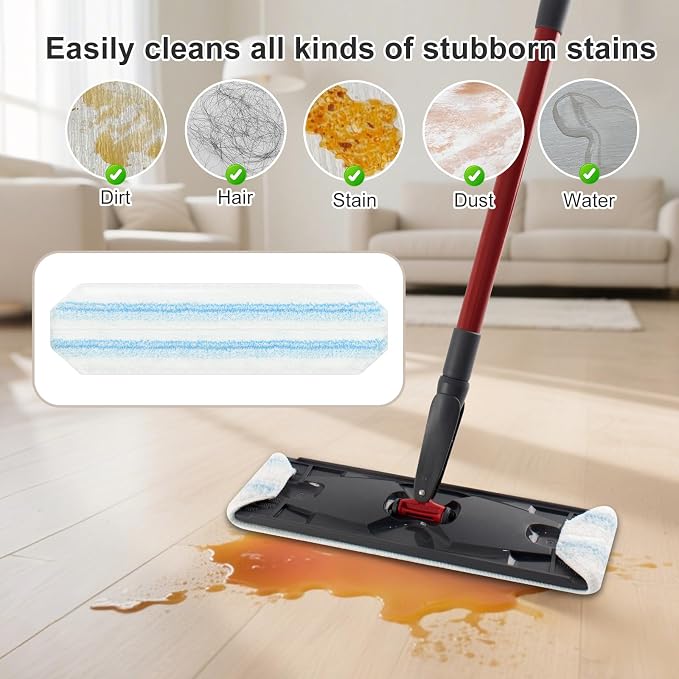 8 Pack Mop Pads Replacements Compatible with O Cedar H2prO Flat Mop System Microfiber Mop Refills for O Cedar H2pro Flat Mop,Washable & Reusable Mop Heads Replacement for Ocedar H2Pro Mop Floor Clean
