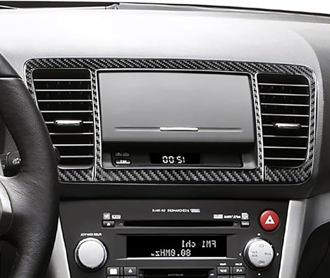 JKYUKU Real Carbon Fiber for Subaru Accessories Center Air Condition Vent | for Legacy/Outback 2005-2009, Black Center Air Condition Vent Sticker, Easy Installation/Removal, Tool-Free Installation