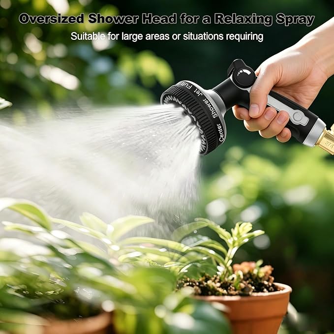 Garden Hose Nozzle | Heavy-Duty Metal Hose Sprayer Nozzle - 9cm/3.5" Ultra-Wide Spray, 8 Adjustable Nozzle Modes, Water Hose Nozzles for Watering, Cleaning, Pets & Car Washing (New Upgraded)
